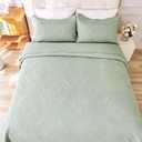 100% Cotton Quilt California King Size-Sage Green Bedspread 114"x102"-Coin Pattern Bedding Set 3 Pieces-Pre-Washed Lightweight Microfiber Coverlet-Suitable for Bed,Couch,Quilt Blanket All Seasons