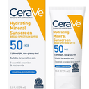 CeraVe 100% Mineral Sunscreen SPF 50, Face sunscreen With Zinc Oxide & Titanium Dioxide, Hyaluronic Acid + Niacinamide + Ceramides, Oil Free, Travel Size 2.5 oz