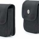 Tintirs 2 Pack EDC Belt Pouches for Men Women, Compact Holster Pouches Waist Bags with Belt Loop for Fishing, Hiking, Camping, Durable Snap Closure, Premium Waxed Canvas (Black)