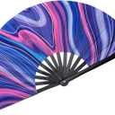 Large Folding Hand Rave Fan Popping Fan for Line Dancing Clacking Fans for Dance,Party,Decoration,Festival (Purple Basses)