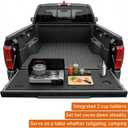Hooke Road 24-26 Tacoma Flat Tailgate Cover Panel Plate with 2 Cup Holders for 2024 2025 2026 Toyota Tacoma 4th Gen, Work as Camping Table Desk - Black Plastic Board