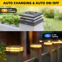 EXCMARK 4x4 Solar Post Cap Lights Outdoor Waterproof 12 Pack Fence Deck Post Lights with High-Brightness LEDs, Dual Light Modes Warm White & Cool White. (Classic Black, 12)