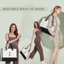 BeeGreen Embroidery Monogram Initial Tote Bag for Women Teacher Mom Friend Personalized Gift for Birthday Beach Work Wedding (Natural & Black)