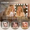 Vanity Makeup Mirror with Lights,Hollywood Vanity Mirror with 3 Color Modes,Lighted Vanity Mirror with Dimmable LED Bulbs &10X Magnification for Desk,Bedroom,Tabletop (White, 20.5" x 15.7")