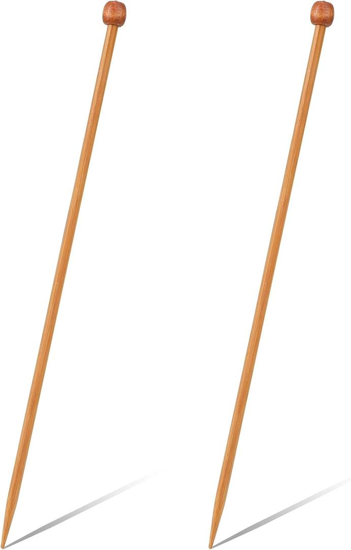 Bamboo Knitting Needle Straight Single Pointed 10-Inch Long Knitting Needles, Wooden Sweater Thick Knitting Needles for Beginners, Sock,Scarf,Handmade DIY Knitting & Crochet Supplies,US Size 8 (5mm)