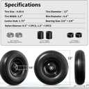 Wheelbarrow Wheel 4.00-6 tire 13"Flat Free Wheelbarrow Tires, Solid Wheel barrow Wheels and tires Replacement 5/8"3/4" Bearings, 1.75" Center Hub, Fits Garden Cart, Dolly, Hand Truck, Trailer, Wagon