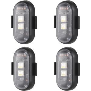 4PCS Wireless LED Strobe Lights with Remote Control, 8 Colors Waterproof Anti-Collision USB Charing Emergency Warning Lights for Car, Motorcycle, Bike, Drone, Aircraft