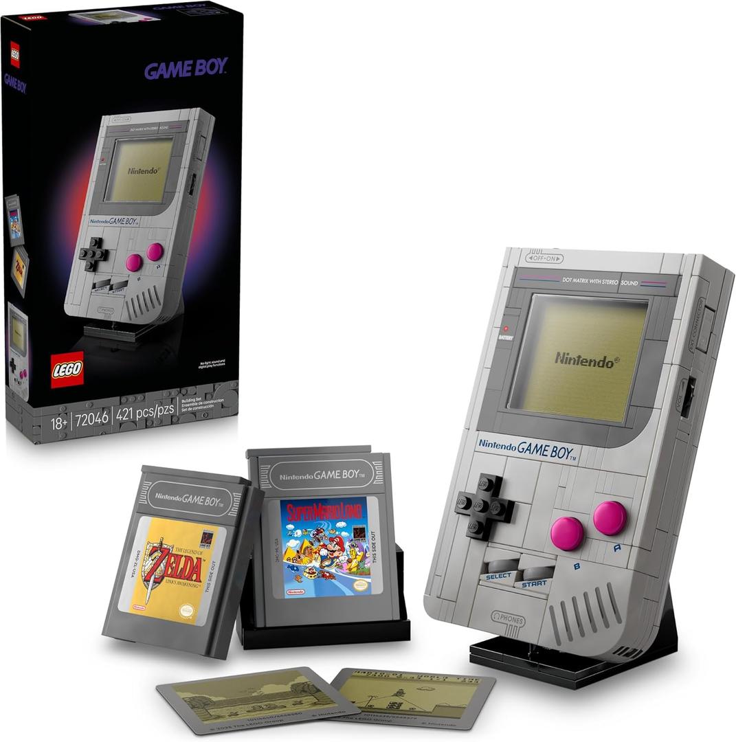 LEGO Super Mario Game Boy - Retro Building Sets for Adults, Ages 18+ - Gifts for Birthdays - Collectible Model with Game Paks and Display Stand 