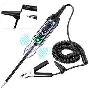Upgraded 3-72V Buzzer Automotive Test Light, Heavy Duty Digital LED Circuit Tester with Voltmeter and Dual Color Polarity Indicate Light, Bidirectional DC Voltage Tester Electric Light Test Pen