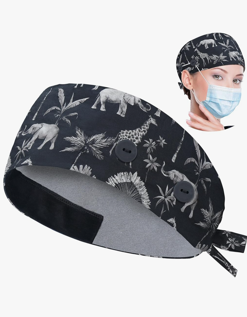 ABAMERICA Working Caps with Button and Sweatband, Adjustable Working Hats for Women Men, One Size(Tie Back or Toggle)