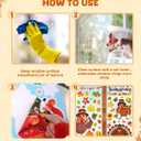 5 x Thanksgiving Window Clings - 9 Sheets 114 Pcs Thanksgiving Decorations for Fall Autumn Harvest Home Party, Pumpkin Leaves Turkey Acorns Stickers for Glass, Double-Sided Static Window Decals