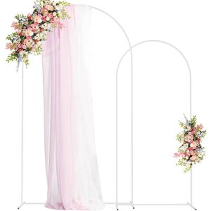 Fomcet Metal Arch Backdrop Stand Set of 2 Wedding Arch Stand White 7.2FT & 6FT Arched Frame for Birthday Party Baby Shower Graduation Ceremony Decorations