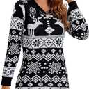 Ugly Christmas Sweaters Dresses with Santa Hat Knit Sexy Christmas Outfits for Women (Small, Reindeer Black)