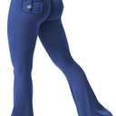 YEOREO CoreFlex Flare Leggings with Pockets for Women Scrunch Workout Leggings Butt Lifting Gym Yoga Pants (Small, Deep Blue)