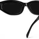 WearMe Pro - Women's Polarized Sunglasses, Narrow Fashion Cat-Eye Acetate Frame, Oval Lenses, Hand-Polished (Black / Triple Black Lens)