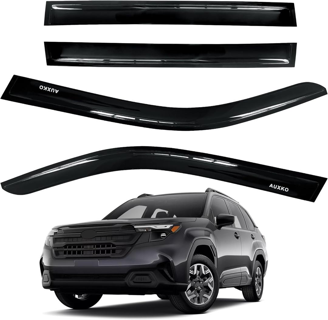 AUXKO Rain Guards for Subaru Forester 2025 2026, Window Vent Visors Accessory - Tape-On Rain Guard Window Visor for Subaru Forester, Easy Install Car Side Window Wind Deflectors & Visors, Smoke Black