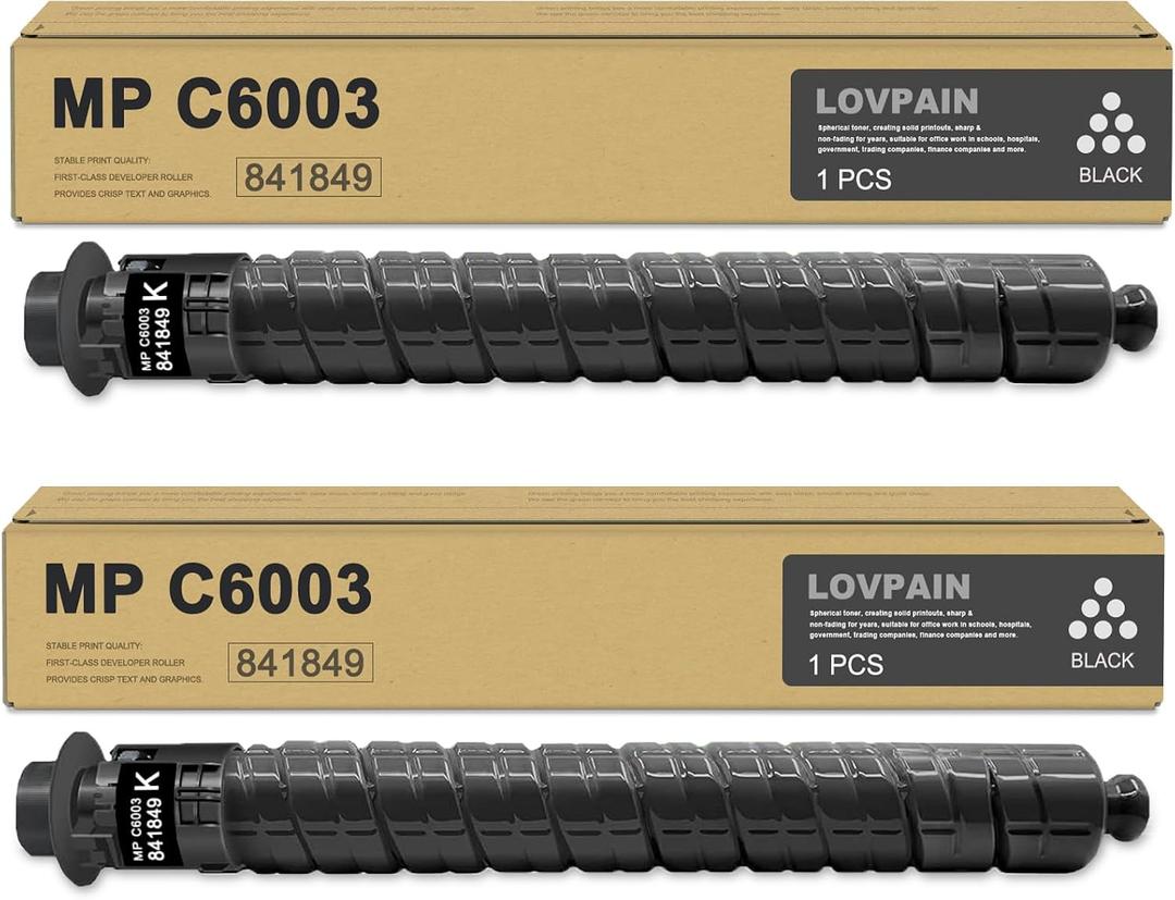 MP C6003 High Yield Black Toner Cartridge 2 Pack : MPC6003 841849 Toner Cartridge (Up to 33,200 Pages) Replacement for Ricoh MP C4503 MP C5503 MP C6003 Printer