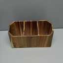 Large Kitchen Utensil Holder for Countertop  Acacia Wood Utensil Organizer with 3 Compartments, Beveled Edges Design, Non-Slip Silicone Pads & Drain Hole  Rustic Farmhouse Utensil Caddy Crock