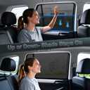 PEYOU Car Window Shades for Baby 2 Pack, Stretchable & Breathable Spandex Rear Side Car Sun Shade for Camping, Blocks UV Rays & Sun Glare for Kids/Adults/Pets - 44.9"X25.6" Fits 99% Cars