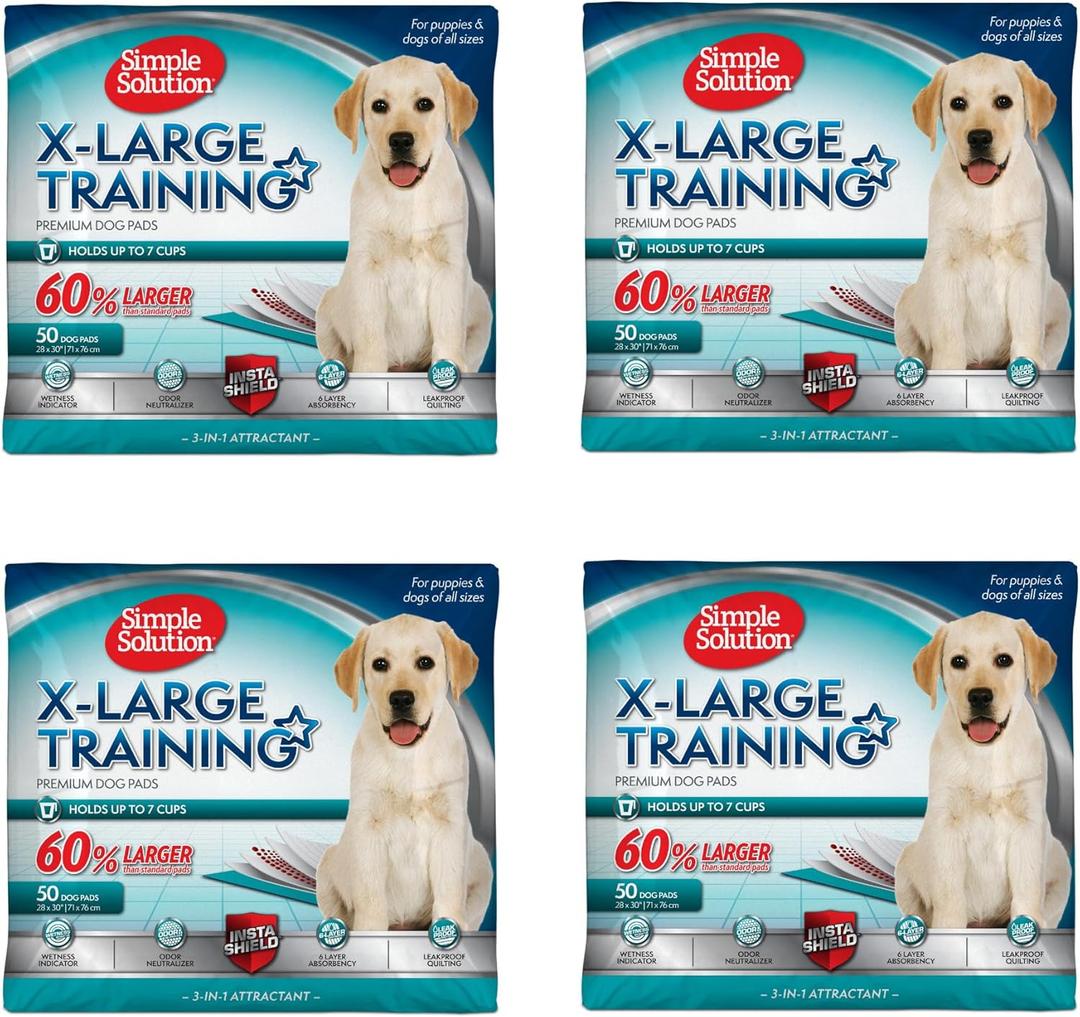 Simple Solution Extra Large Pee Pads For Dogs, XL Puppy Potty Training Pee Pad, 6 Layers Thick, Instashield Absorbent, Attracts Dogs, Leak Proof, Odor Neutralizing, Disposable, XLARGE 28"x30", 200ct
