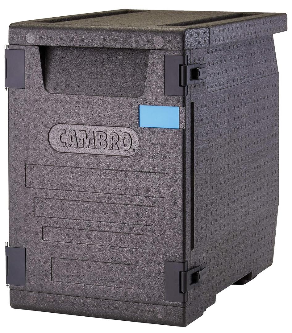 Cambro GoBox Insulated Lightweight Thermal Hot Box and Food Pan Carrier (EPP400 - Holds Four 4 Inch Pans) - Hotbox and Food Warmer for Catering & Transport - Front Load (Gray)