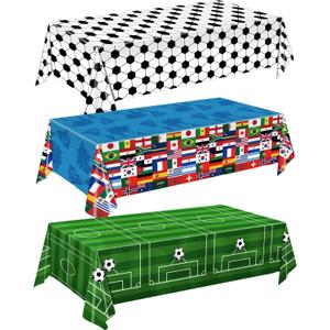3 PCS Soccer Tablecloths - Soccer Birthday Party Decorations Soccer Table Cloth Soccer Tablecloth Plastic Table Cover for 2026 Soccer Theme Party Decorations, 54 x 108 Inch