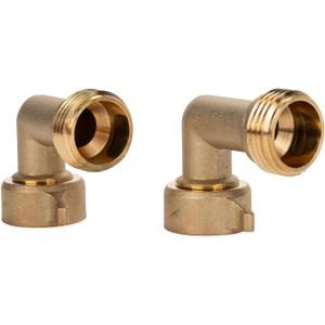 Camco 90-Degree Hose Elbow For RVs Solid Brass Construction Certified Lead-Free Features Convenient Easy Grip Connector For RV Water Hoses, Residential Outdoor Faucets, & More 2-Pack (22507)