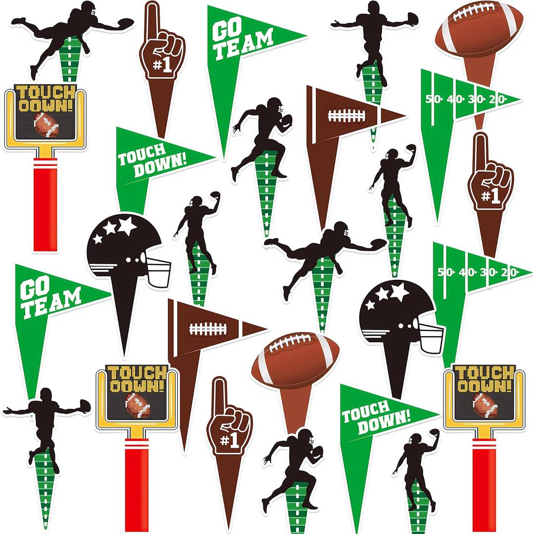 2 x 96 Pcs Football Cupcake Toppers Touchdown Players Flagship Cake Toppers, Football Party Decorations for Sports Theme Baby Shower Birthday Sign Birthday Decor Party Decor Party Supplies