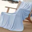 Bedsure Blue Cooling Blanket for Hot Sleepers - Summer Cold Throw Blanket for Bed, Arc-Chill Lightweight Summer Bedding, Cool Thin Ice Cold Cooled Throws with Rayon Derived from Bamboo, 50x70