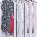 SLEEPING LAMB 60" Long Hanging Garment Bags for Closet Storage Gusseted Clear Dress Bag for Clothes, Gowns, Coats, Suits, 5 Packs
