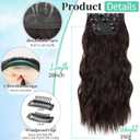 KooKaStyle Clip in Synthetic Hair Extensions Long Wavy 4PCS Thick Hairpieces Chocolate Brown 33Y# Fiber Double Weft Natural Hair Extensions 20 Inch for Women
