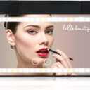 SHENYI Car Sun Visor Makeup Vanity Mirror with Lights Includes 2 Hello Beautiful Decal Car Accessories for Women - 60 LED, Rechargeable, 3 Light Modes, Fits All Automotive