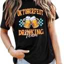 Oktoberfest Shirt Women German Shirts - Womens October Festival Costume Oktoberfest Outfits Casual Short Sleeve Tops Large