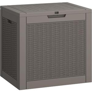 LHBGO 31 Gallon Deck Box, Resin Outdoor Storage Box, Waterproof and UV Resistant Deck Box, Lightweight Storage Box for Garden Tools, Pool Supplies