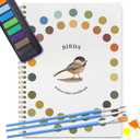 Dancart Watercolor Kit with Outlines, 12 Colors Rustproof Box, 3 Brushes & Multi-Theme Painting Kit for Teens & Adults (Bird)