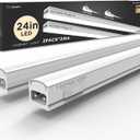 Under Cabinet Lighting Plug in 24in 2Pack AC120V 3CCT 3000/4000/5000K, Super Bright,Linkable Under Counter Lights for Kitchen, Ultra Slim LED Cabinet Light,ETL White