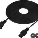 Extra Long 25-Foot TV Power Cord Compatible with Select Samsung, LG, Sony, Hisense, Xbox, PS5 Electronics and More - 2-Prong AC Wall Plug - 2-Slot Straight Plug (Black, 25-Foot)