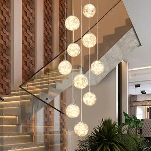 10-Light LED Staircase Chandelier Crystal Ceiling Lights Large Chandeliers for High Ceilings, Entryway Modern Lighting Fixture Villas and Stairs, Adjustable Length 16" W x79H50W