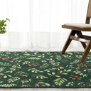 Washable Vintage Floral Christmas 4x6 Area Rugs Non Slip - Low Pile Soft Xmas Tree Red Berries Holly Branches Festive Winter Kitchen Rug 24x36 Inch