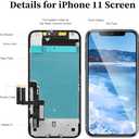 for iPhone 11 Screen Replacement, 3D Touch Digitizer Frame FHD COF LCD Display Full Assembly with Repair Tool Kit, Fit for Model A2111, A2223, A2221 Black 6.1 inch
