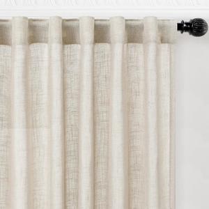 decorUhome Linen Semi Sheer Curtains 102 Inch Long, 2 Panels Light Filtering Curtains Drapes with Rod Pocket and Back Tab for Living Room Bedroom Farmhouse Decor, Beige, W52 x L102