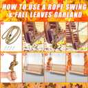 Seenelling 4 Pack Porch Swing Bed Rope Hanging Kit with Fall Maple Leaf Garland Decoration, 800 lbs Adjustable Heavy Duty daybed Swing Rope Straps for Porch Thanksgiving Garden Playground,10ft Length