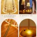 Crystal Cordless Lamp, Dimmable+3 Colors Rechargeable Lamp, Touch+2000mAh Battery Operated Vintage Ambient Light for Kitchen/Bedroom/Bathroom Shower, College Gifts, Mothers Day Gifts for Wife Daughter