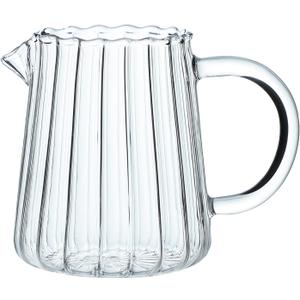 CHOOLD Elegant Wave Shaped Crystal Glass Creamer Coffee Pitcher/Serving Jug for Kitchen - Milk and Sauce - 8.5 oz