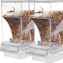 Automatic Bird Feeder, No Mess Acrylic Parrot Foraging Feeder, Transparent Bird Feeders Container Cage Accessories for Most Birds Parrot Canary Cockatoo(2 Pack)