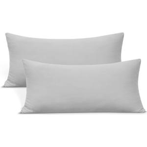 2-Pack Stretch King Pillow Cases - Jersey Knit & Ultra Soft Envelope Closure Pillowcases T-Shirt Like Microfiber Blend - Suitable for 20x36/20x40 King Size Set of 2, Light Gray