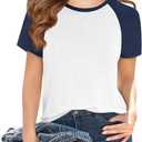 Imily Bela Kids Girls T Shirts Casual Raglan Short Sleeve Crewneck Color Block Summer Tees 5-14 Years
