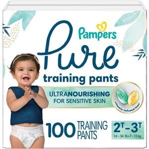 Pampers Pure Protection Training Underwear, Unisex, Size 2T3T, 100 Count, Premium, Hypoallergenic, Soft, Absorbent