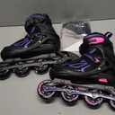 2PM SPORTS Vinal Girls Adjustable Flashing Inline Skates, All Wheels Light Up, Fun Illuminating Skates for Kids Men Adult Women and Boys (Medium - Big Kid (1-4 US), Violet & Magenta)