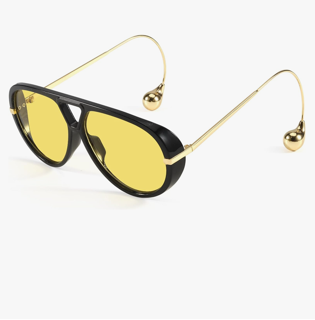 SODQW Oversized Aviator Sunglasses for Women With Earring Trendy Large Big XL Size 2025 Designer Ladies Shades